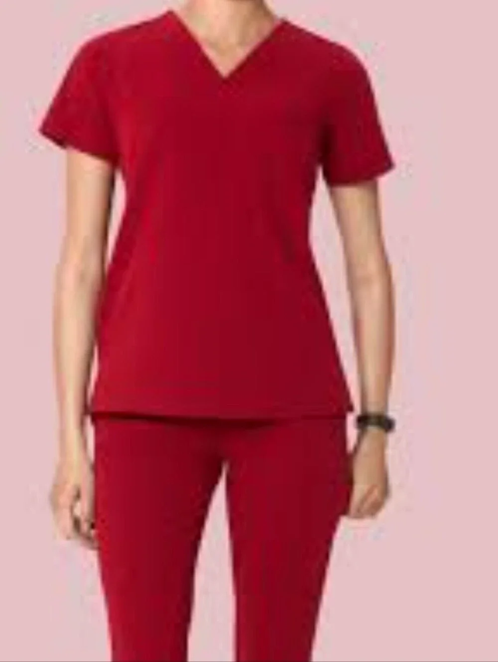 Women’s V-Neck Pajama Set in Deep Red